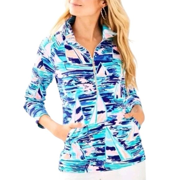 Lilly Pulitzer Skipper Popover Jacket Pier Pressure Sailboat Vacation Size M - Picture 4 of 11